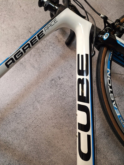 Cube Agree Race Carbon Heren Wit/Zwart/Blauw 58cm