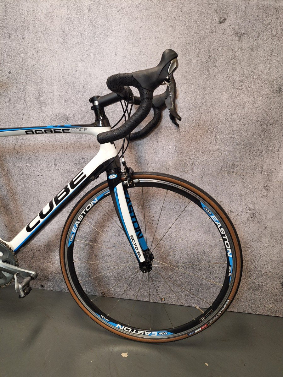 Cube Agree Race Carbon Heren Wit/Zwart/Blauw 58cm
