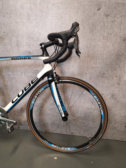 Cube Agree Race Carbon Heren Wit/Zwart/Blauw 58cm