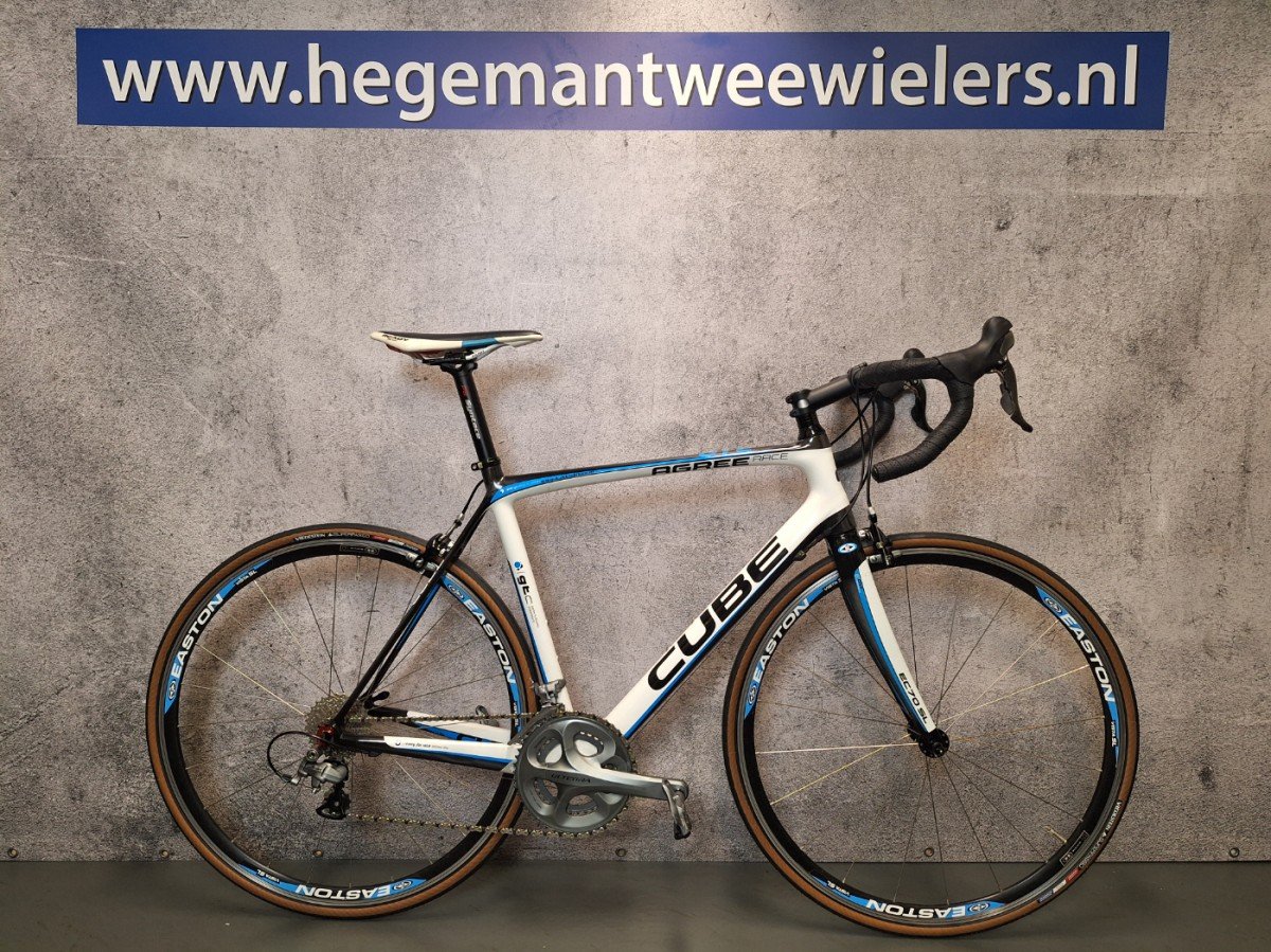 Cube Agree Race Carbon Heren Wit/Zwart/Blauw 58cm