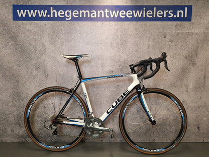 Cube Agree Race Carbon Heren Wit/Zwart/Blauw 58cm