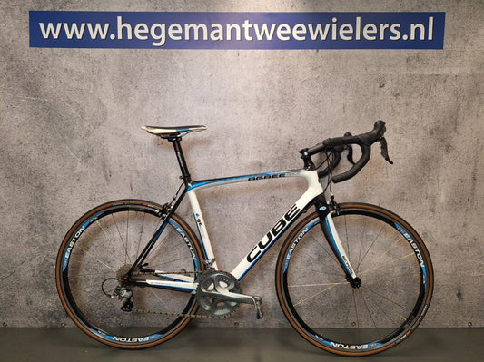Cube Agree Race Carbon Heren Wit/Zwart/Blauw 58cm