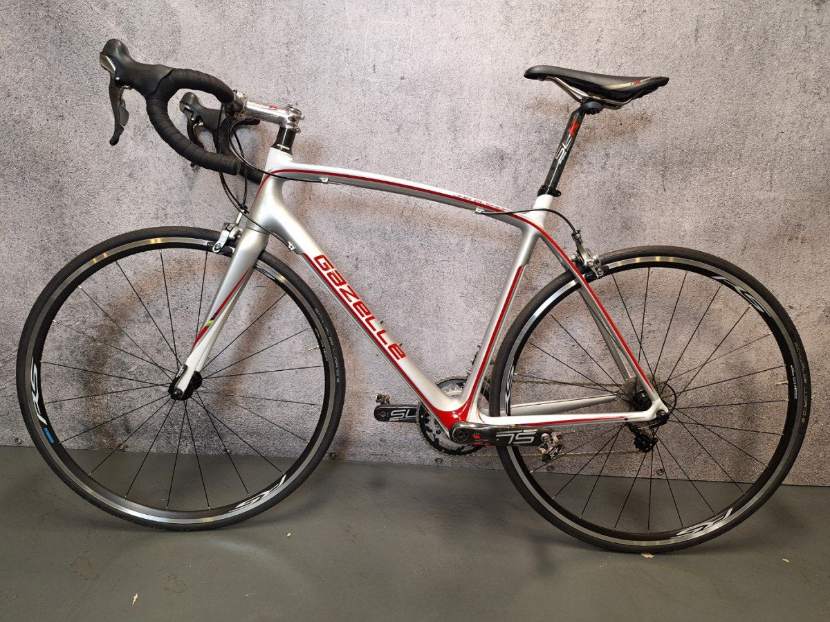 Gazelle Race - Carbon Heren Wit-Zilver-Rood