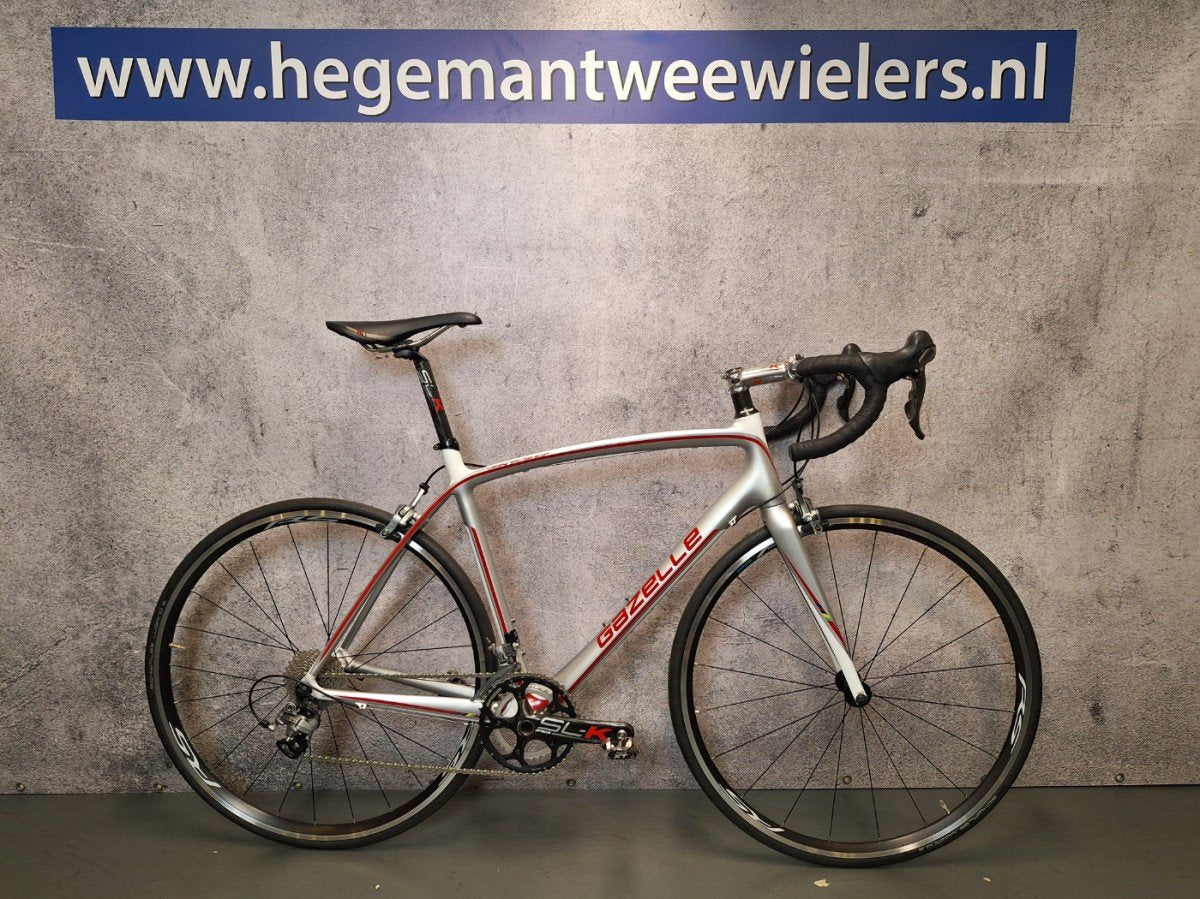 Gazelle Race - Carbon Heren Wit-Zilver-Rood